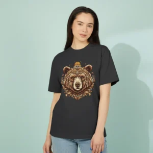 women bear graphic oversized black t-shirt