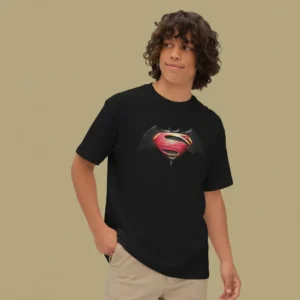 men dc comics inspired black oversized t-shirt