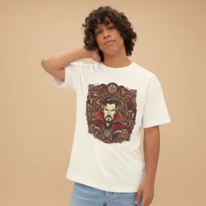 men dr strange inspired beige oversized t-shirt