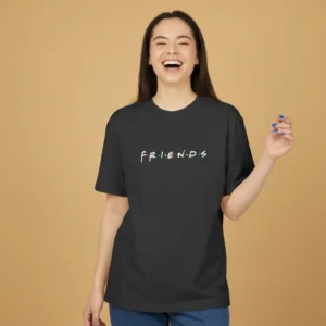 women friends inspired black oversized t-shirt