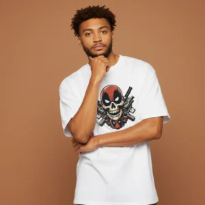 men ghost rider inspired white oversized t-shirt