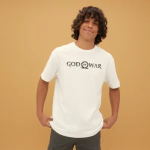 men god of war inspired beige oversized t-shirt