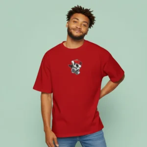 men gym skull oversized red t-shirt