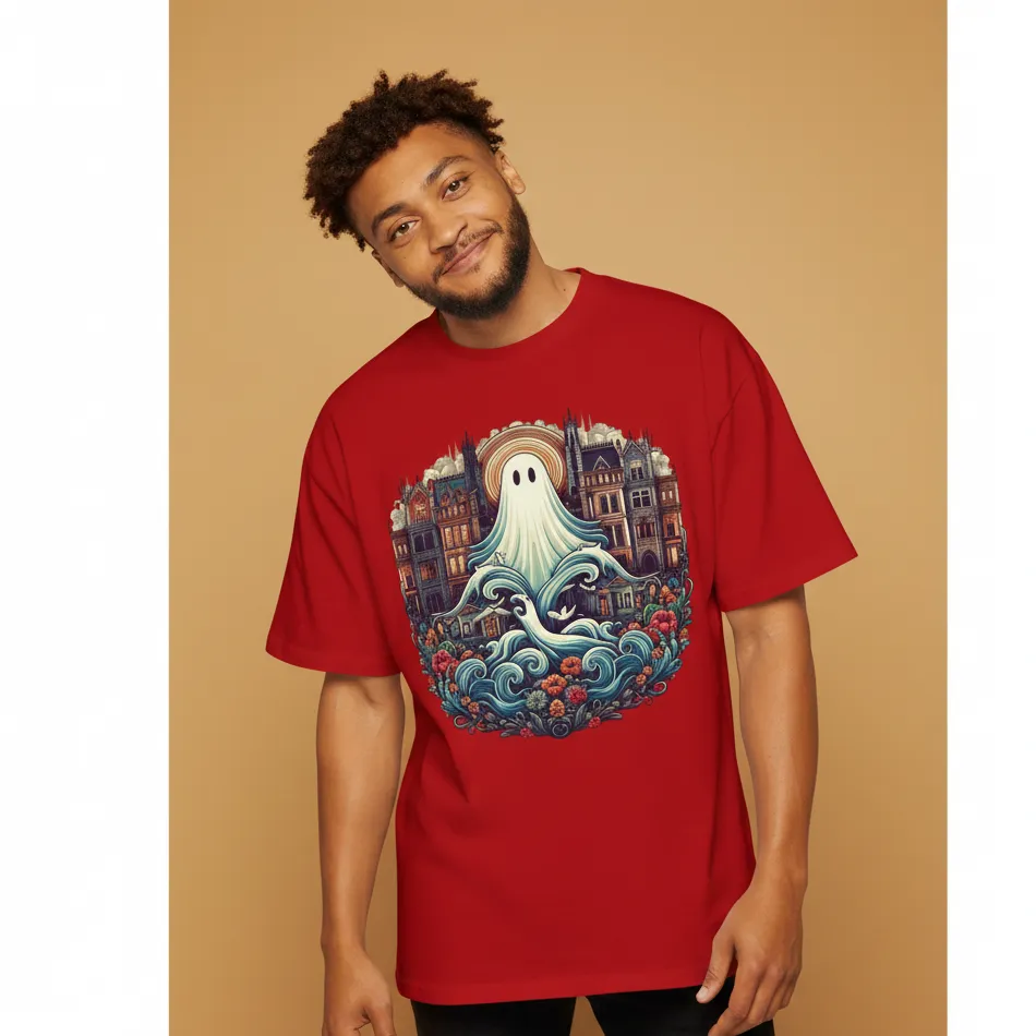 men haunted ghost red oversized t-shirt