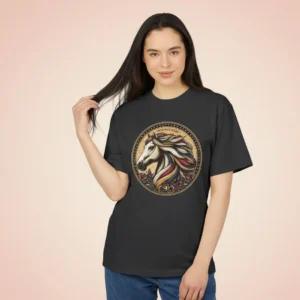 women horse inspired oversized black t-shirt