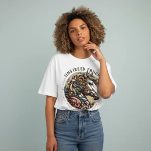 women horse inspired oversized white t-shirt