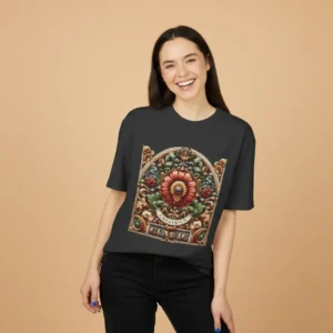 women indian ancient art oversized beige t-shirt