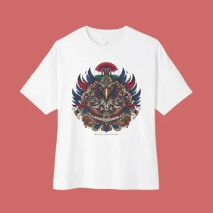 Indian Army Inspired White Oversized T-Shirt – Peacock Graphic