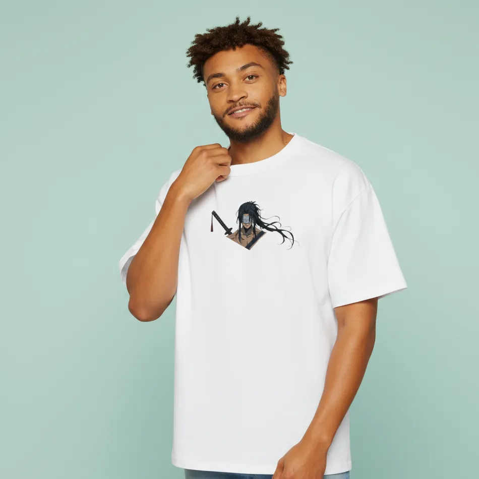 men japanese samurai inspired white oversized t-shirt