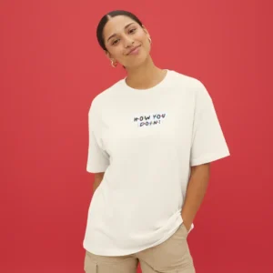 women friends inspired joey doesn’t share food white oversized t-shirt