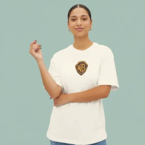 women looney tunes inspired oversized beige t-shirt