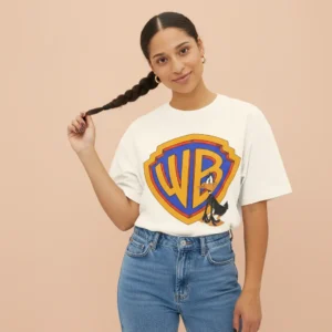 women looney tunes daffy duck beige oversized t-shirt