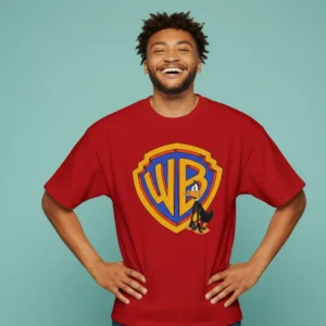 men looney tunes daffy duck red oversized t-shirt