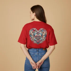 women love art inspired oversized red t-shirt