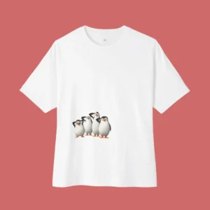 Madagascar Inspired White Oversized T-Shirt – Penguins Graphic