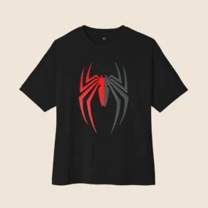 Marvel Inspired Black Oversized T-Shirt – Spider Graphic