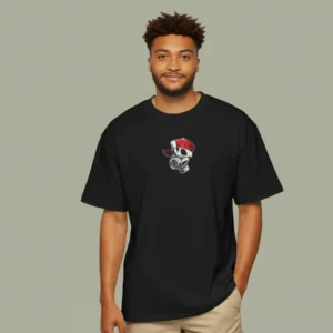 men skull chest piece black oversized t-shirt