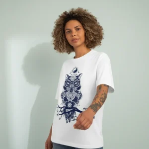 women owl inspired oversized white t-shirt