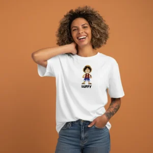 women one piece young luffy white oversized t-shirt