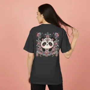women polar bear face oversized black t-shirt