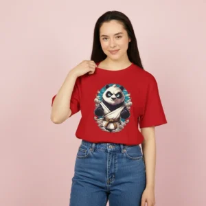 women polar bear inspired oversized red t-shirt