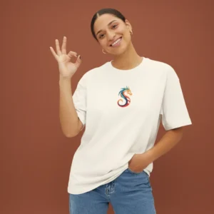 women owl inspired white oversized t-shirt