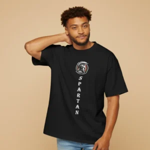 men sparta inspired black oversized t-shirt