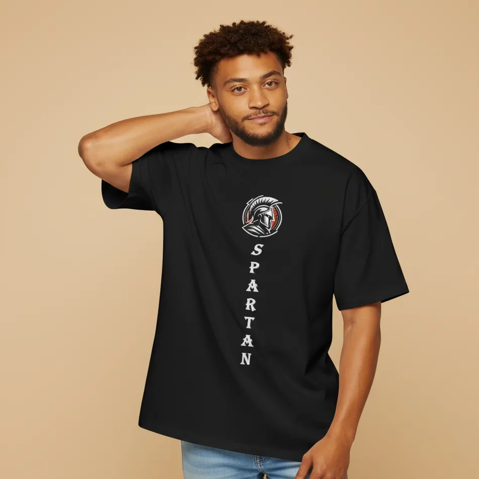 men sparta inspired black oversized t-shirt