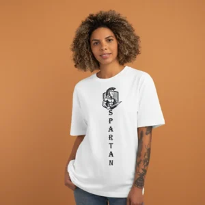 women spartans text graphic white oversized t-shirt